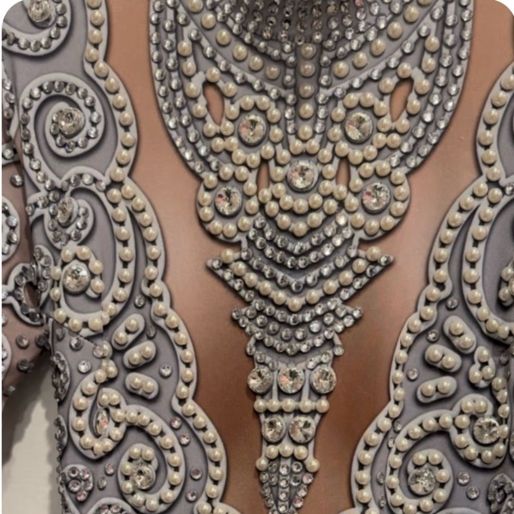 Diamanté stretch rhinestone jumpsuit - Picture 2 of 3